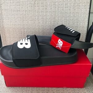 New Balance Mens' 200 Adjustable Slides - Black/White Mens Size 9